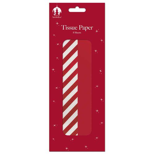 Image Gallery Christmas Tissue Red Stripe 8 Sheets